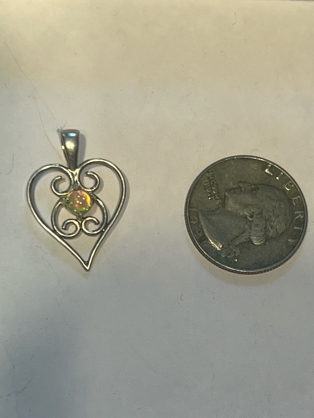 Opal Heart Pendant Necklace